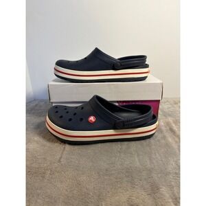 Crocs Crocband Clog Navy White Red Stripe Mens 8 Womens 10 11016-410